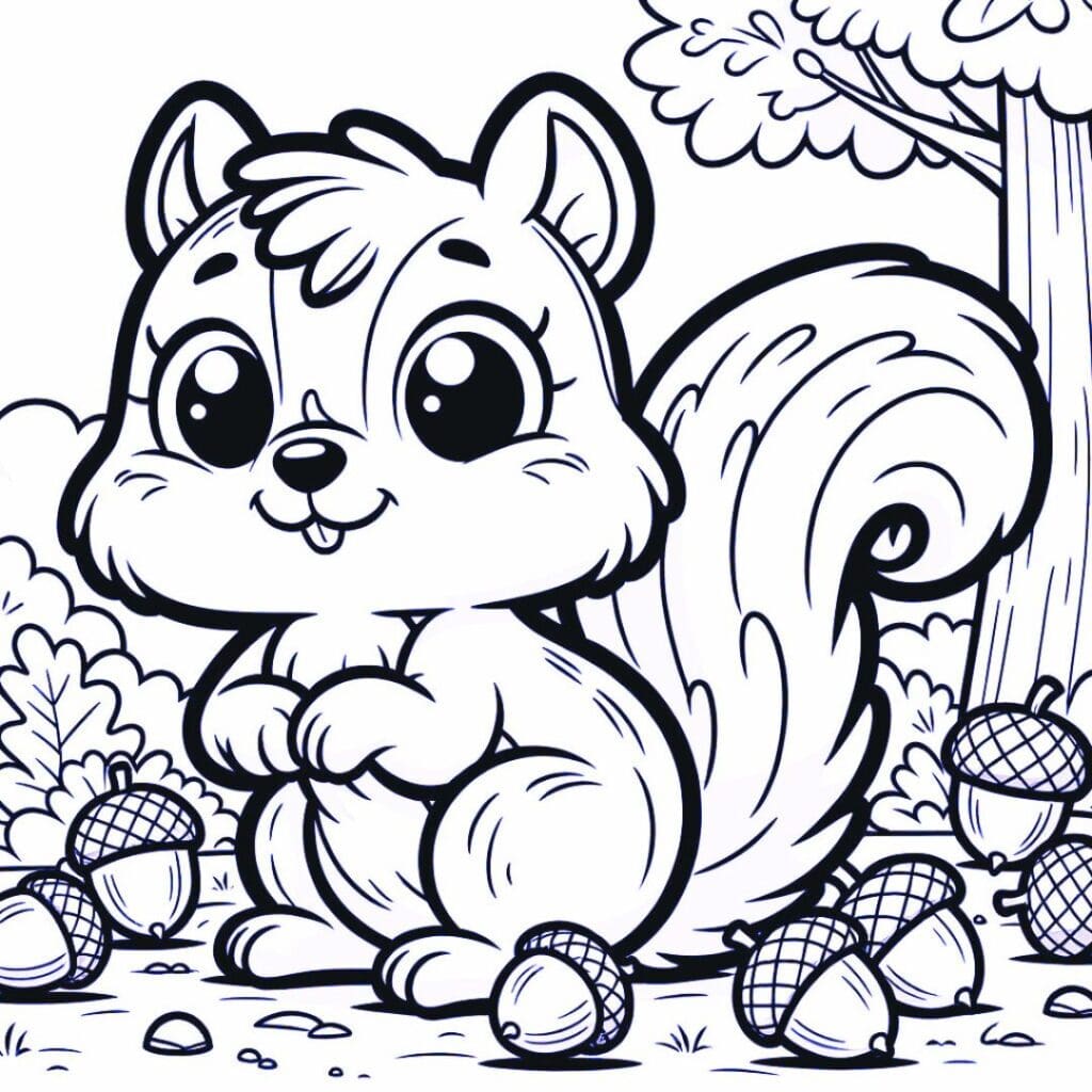 a printable squirrel coloring pages